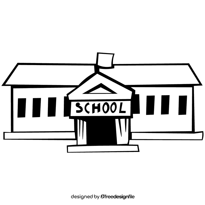 School long black and white clipart