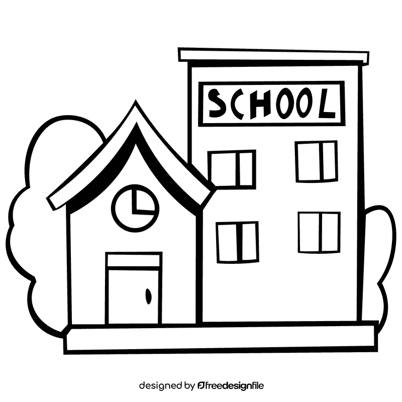School old black and white clipart