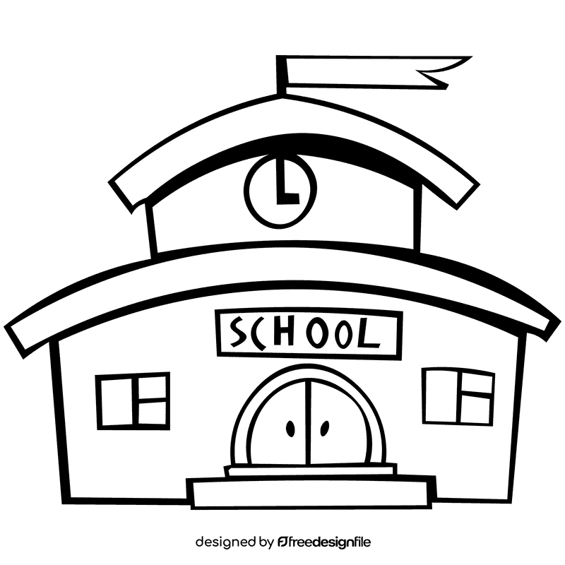 School round black and white clipart