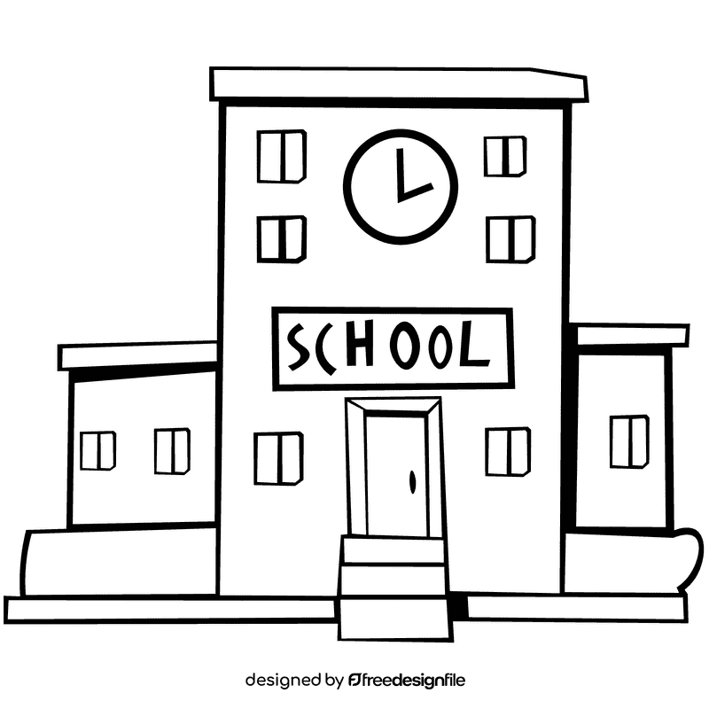 School several black and white clipart