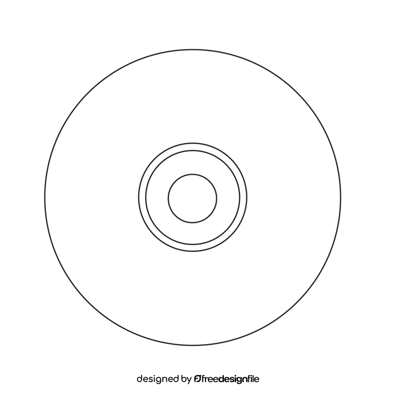 CD DVD Disc drawing black and white clipart