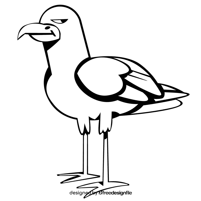Seagull bird black and white clipart