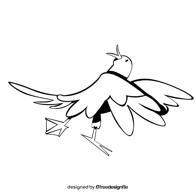 Seagull scared black and white clipart