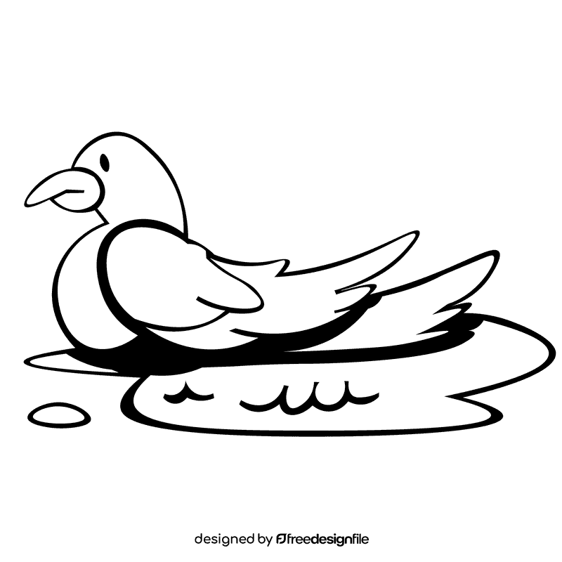 Seagull water black and white clipart