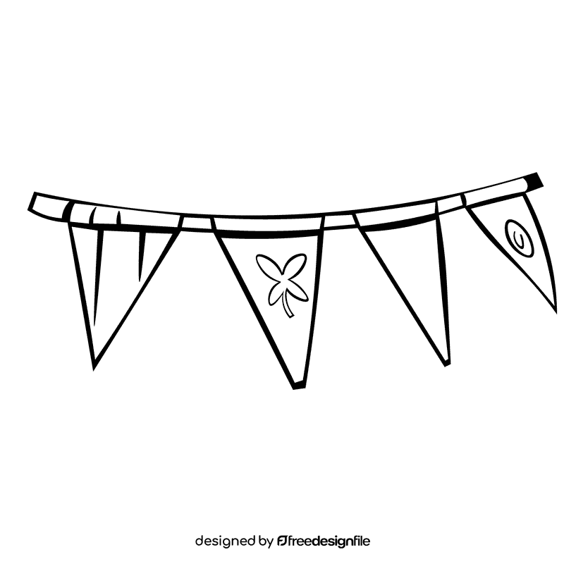 Shamrock flags black and white clipart