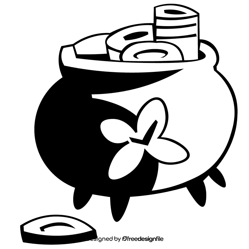 Shamrock pot black and white clipart
