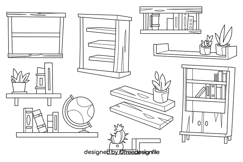 Shelf black and white vector