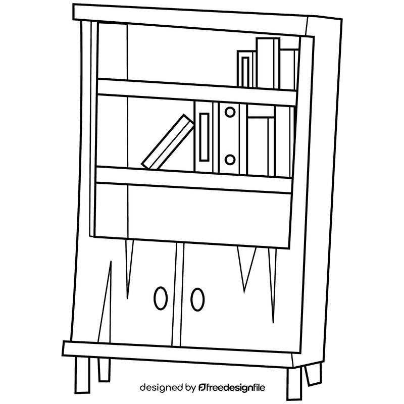 Shelf cabinet black and white clipart
