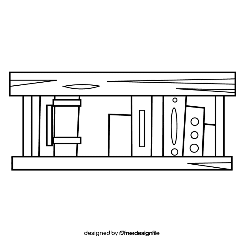 Shelf long black and white clipart
