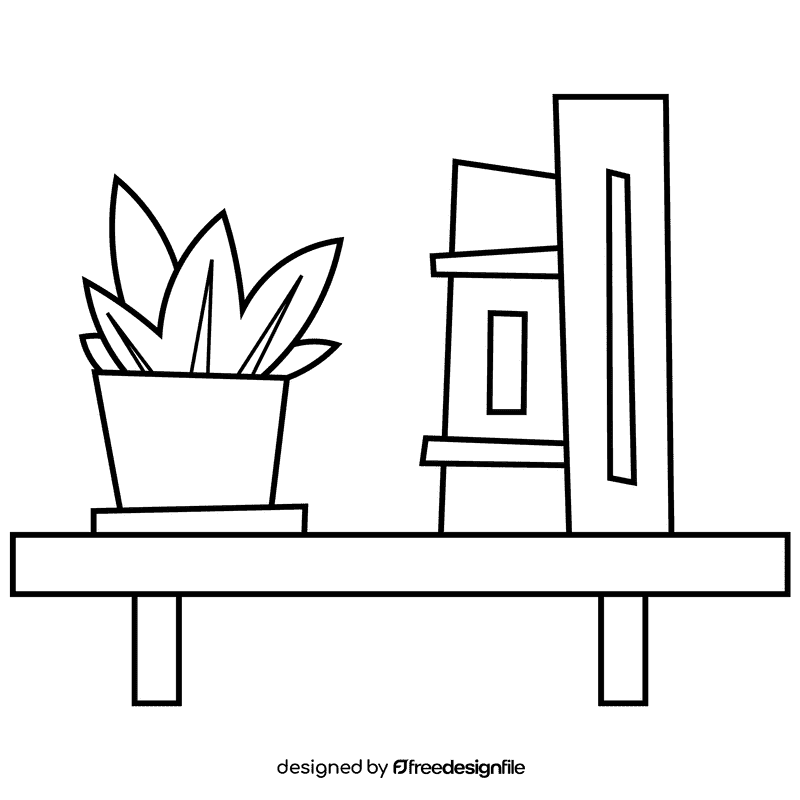 Shelf small black and white clipart