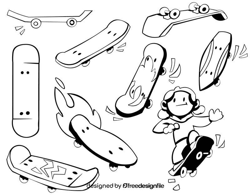 Skateboard black and white vector