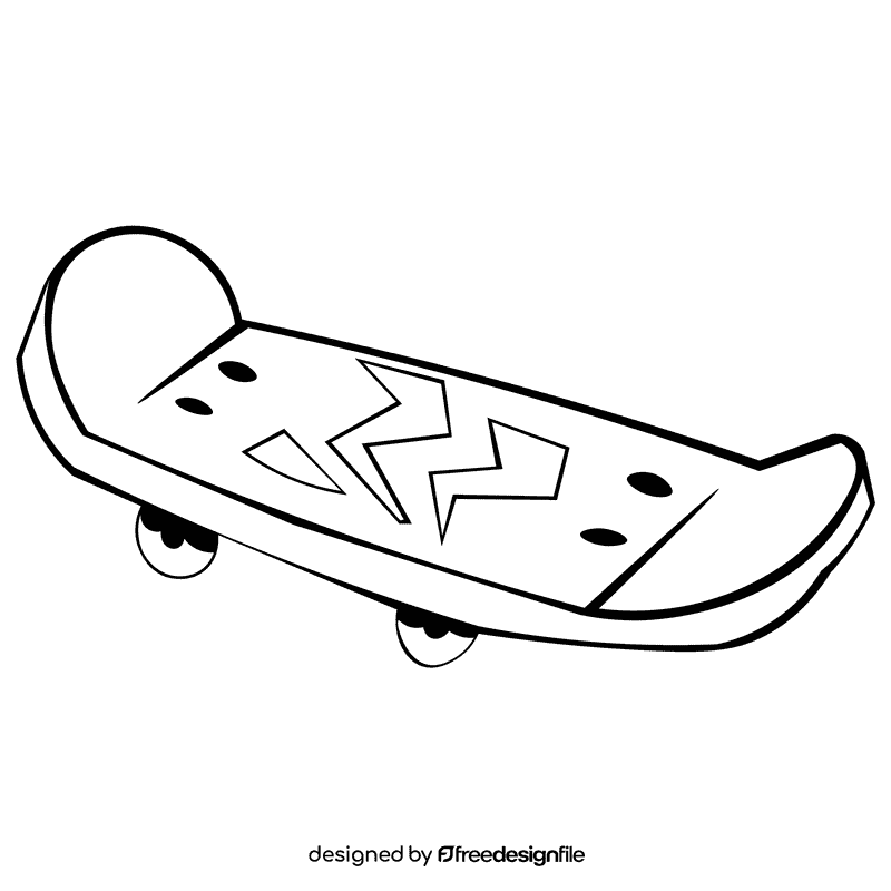 Skateboard lightnings black and white clipart