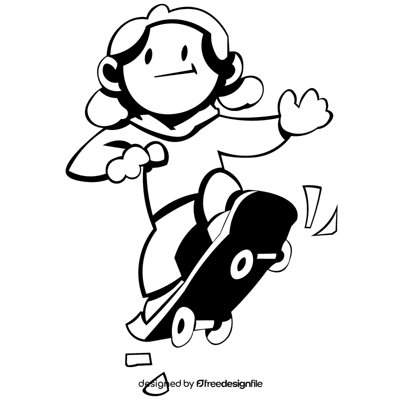 Skateboard rider black and white clipart