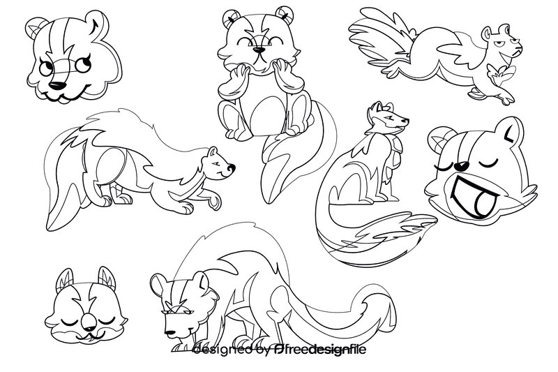 Skunk black and white vector