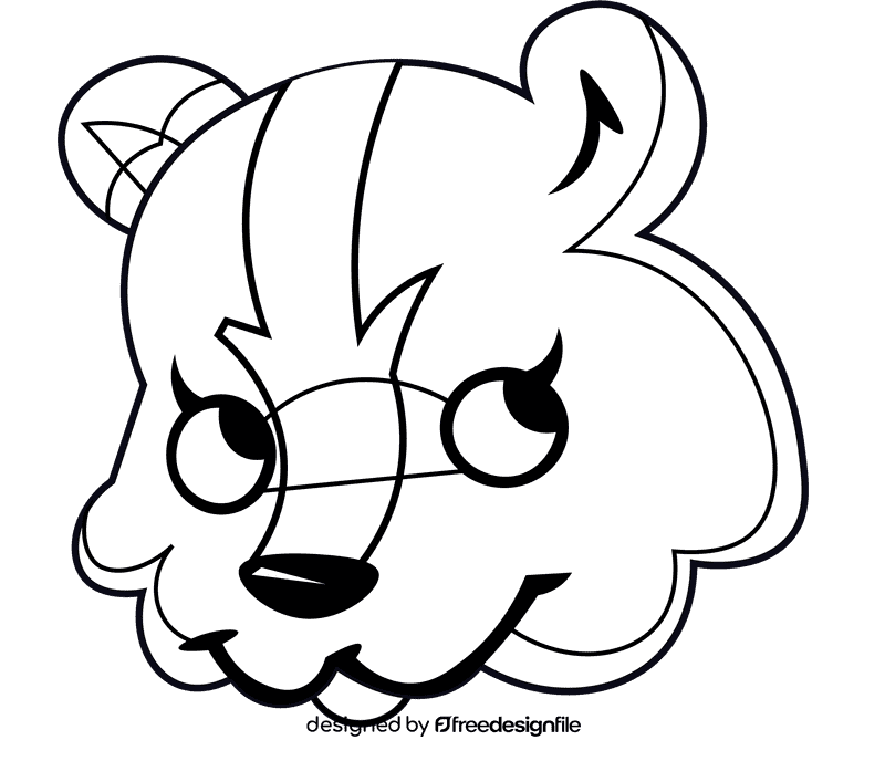 Skunk head black and white clipart