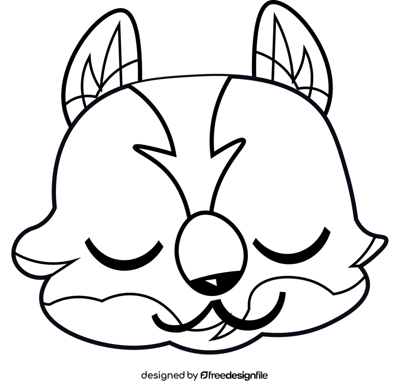Skunk head black and white clipart