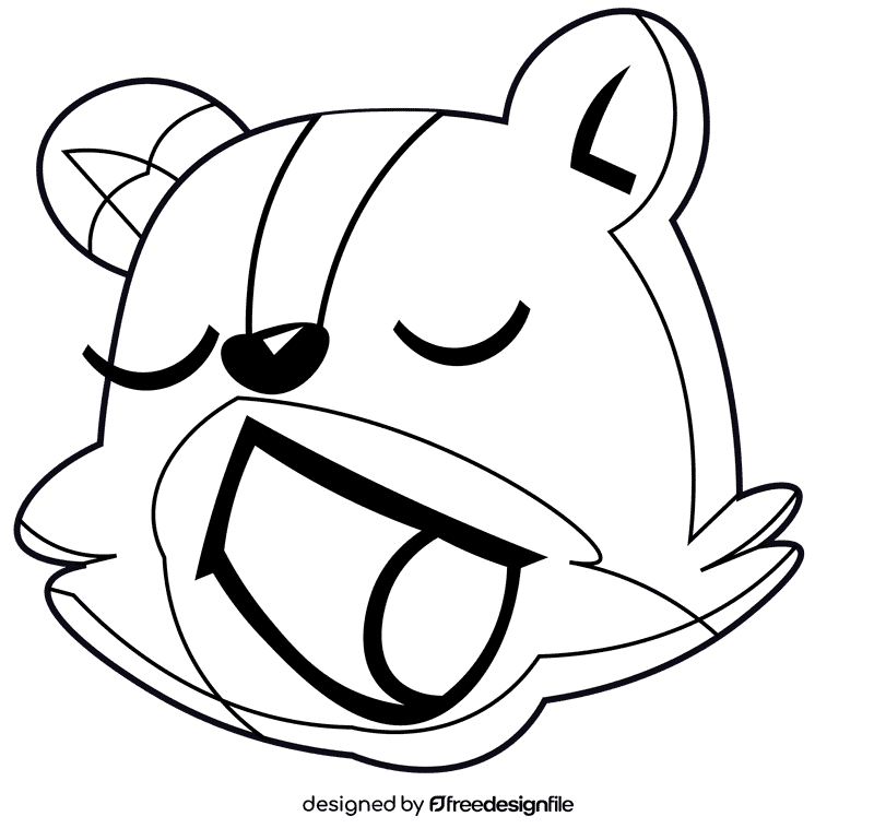 Skunk head black and white clipart