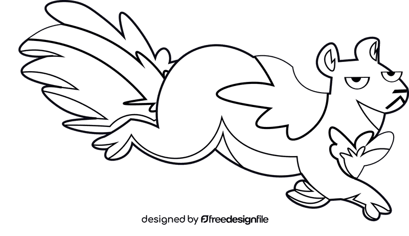 Skunk running black and white clipart