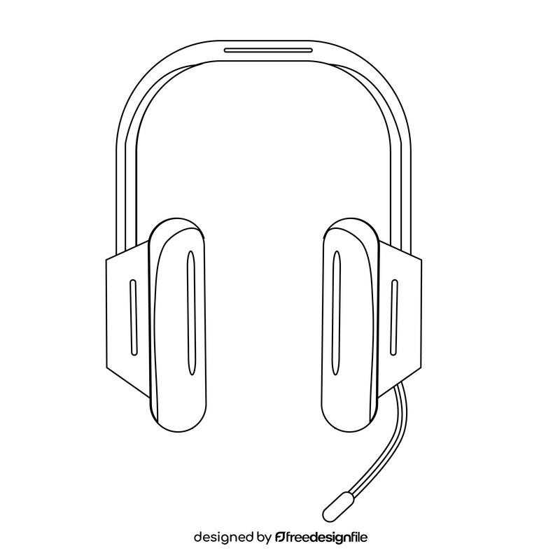 Headset drawing black and white clipart