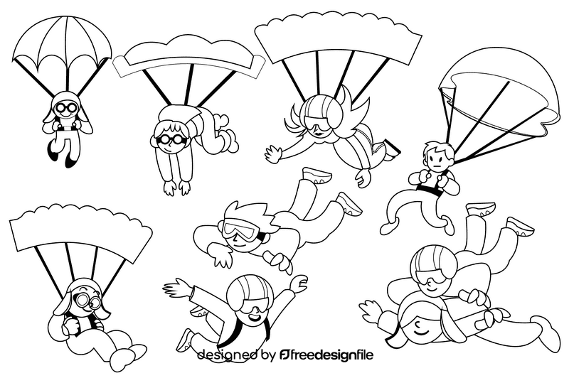 Skydiving black and white vector