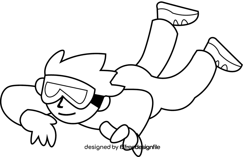Skydiving diving black and white clipart