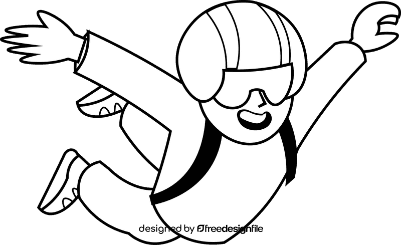 Skydiving diving black and white clipart