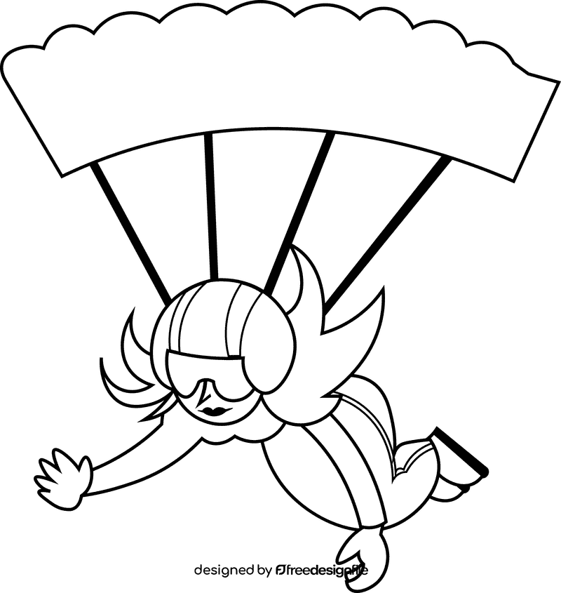 Skydiving jump black and white clipart