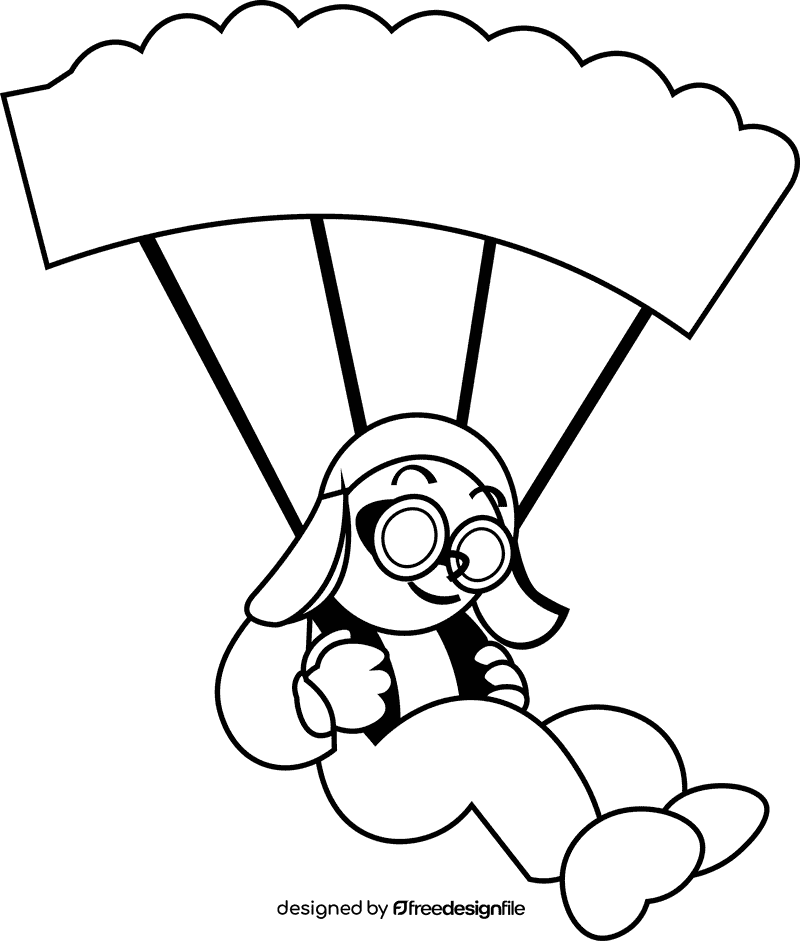 Skydiving landing black and white clipart