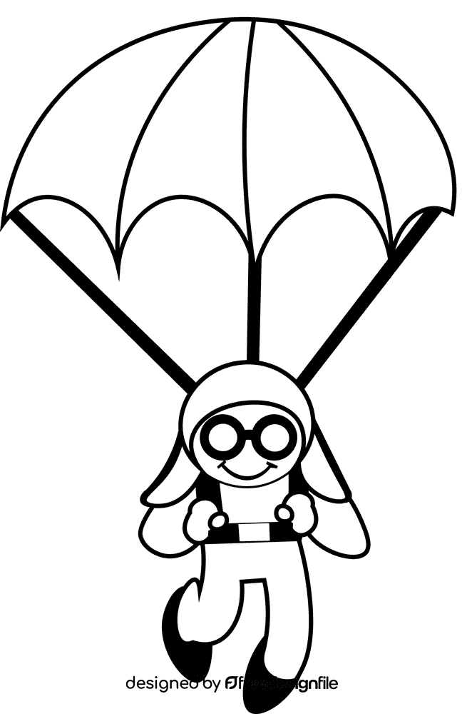 Skydiving small black and white clipart
