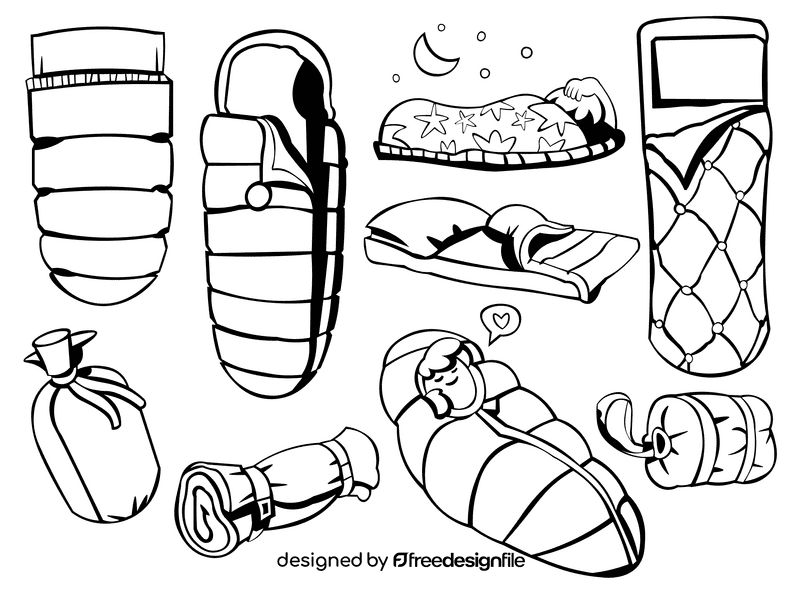 Sleeping bag black and white vector
