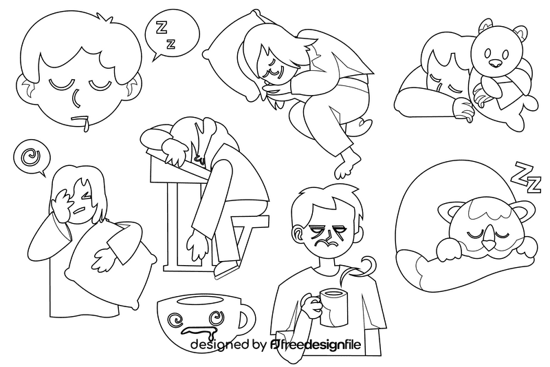 Sleepy black and white vector