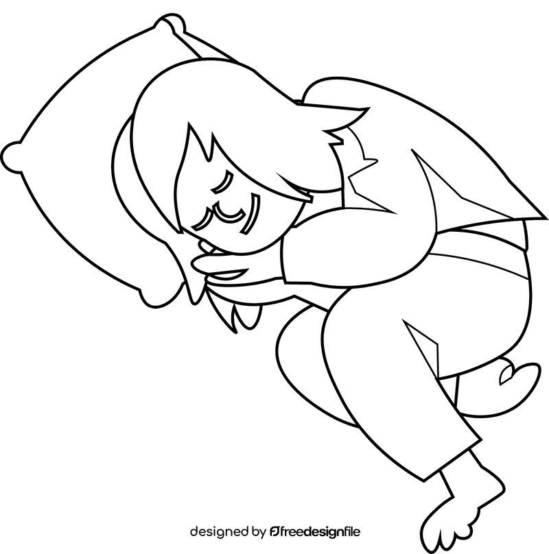 Sleepy bed black and white clipart