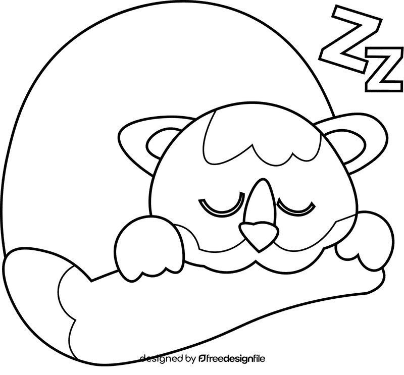 Sleepy cat black and white clipart