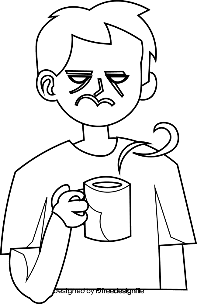 Sleepy coffee black and white clipart