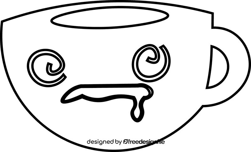 Sleepy cup black and white clipart