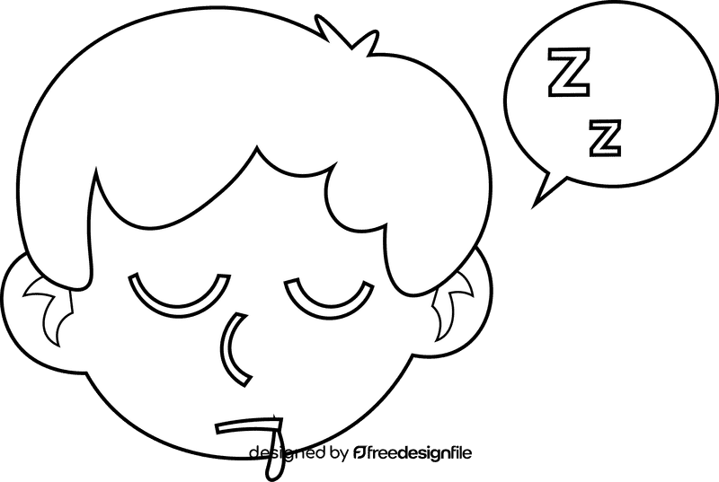 Sleepy head black and white clipart