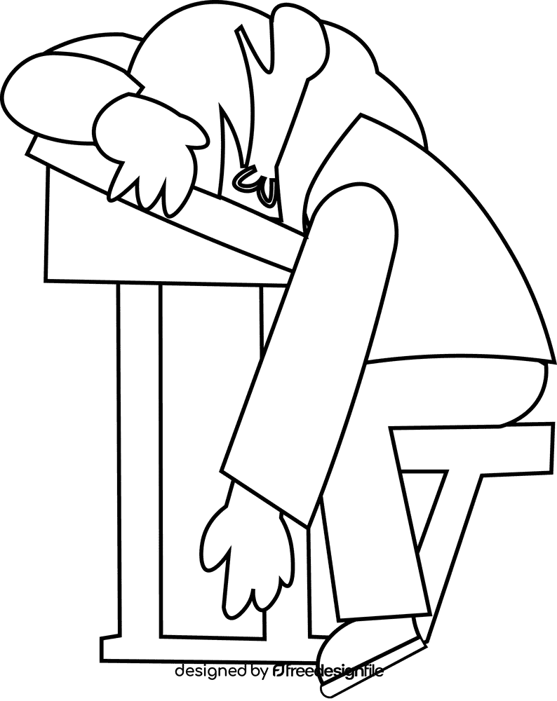 Sleepy school black and white clipart