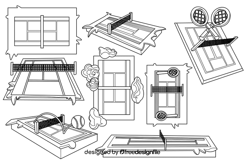 Tennis court black and white vector