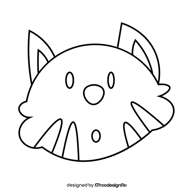 Gray cat head black and white clipart