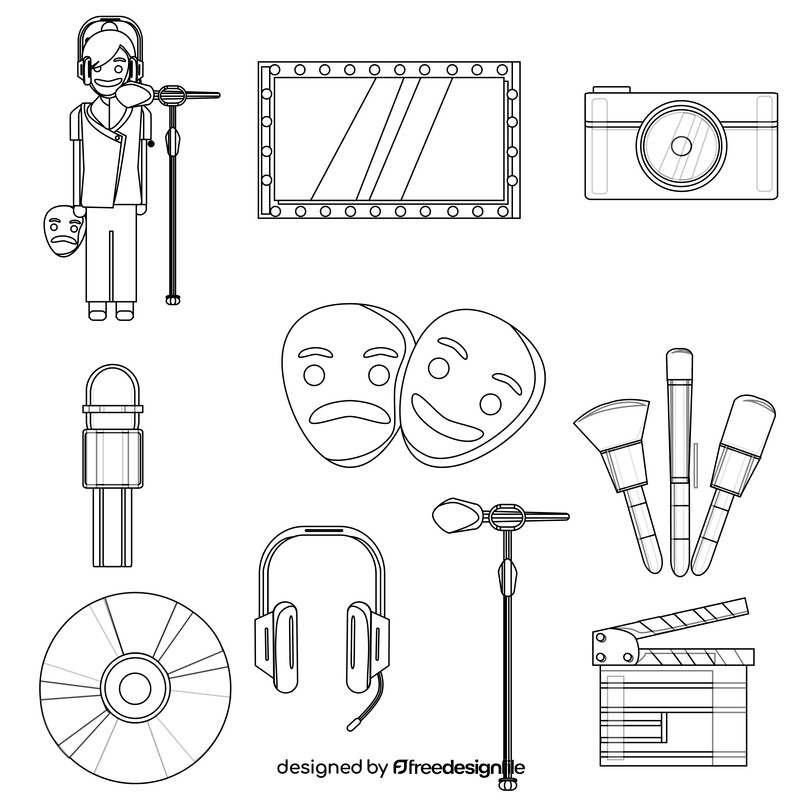 Artist, singer, actor, entertainer set black and white vector