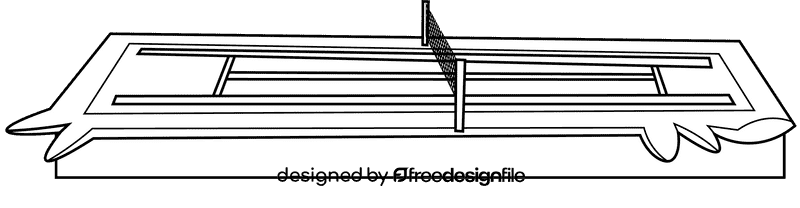 Tennis court profile black and white clipart