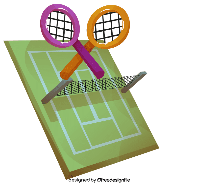 Tennis court rackets clipart