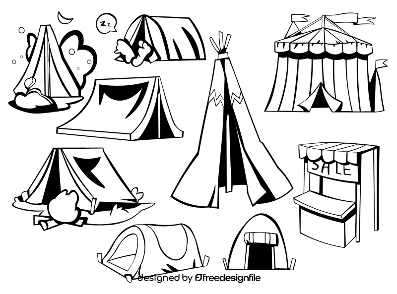 Tent black and white vector