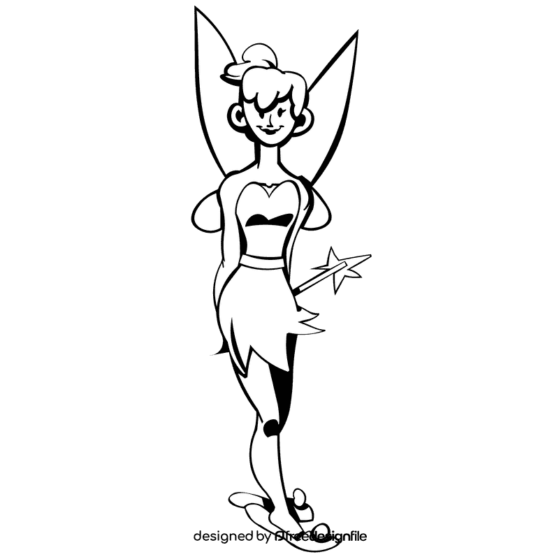Tinker bell full size black and white clipart