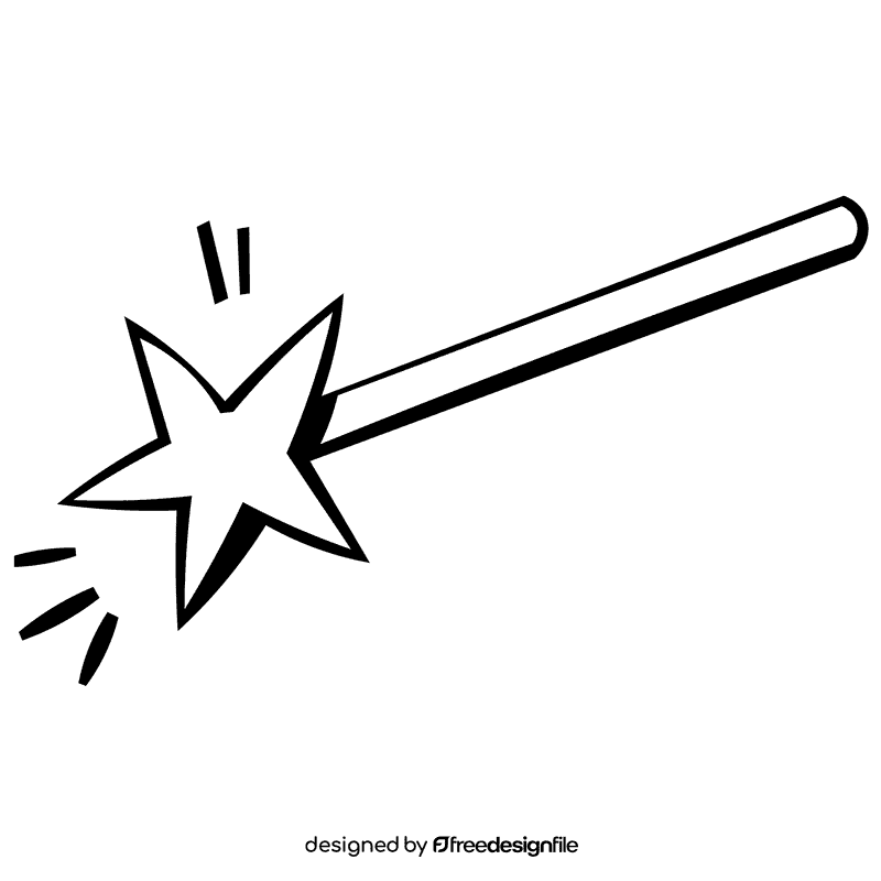 Tinker bell magic wand black and white clipart