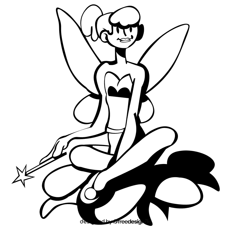 Tinker bell plant black and white clipart