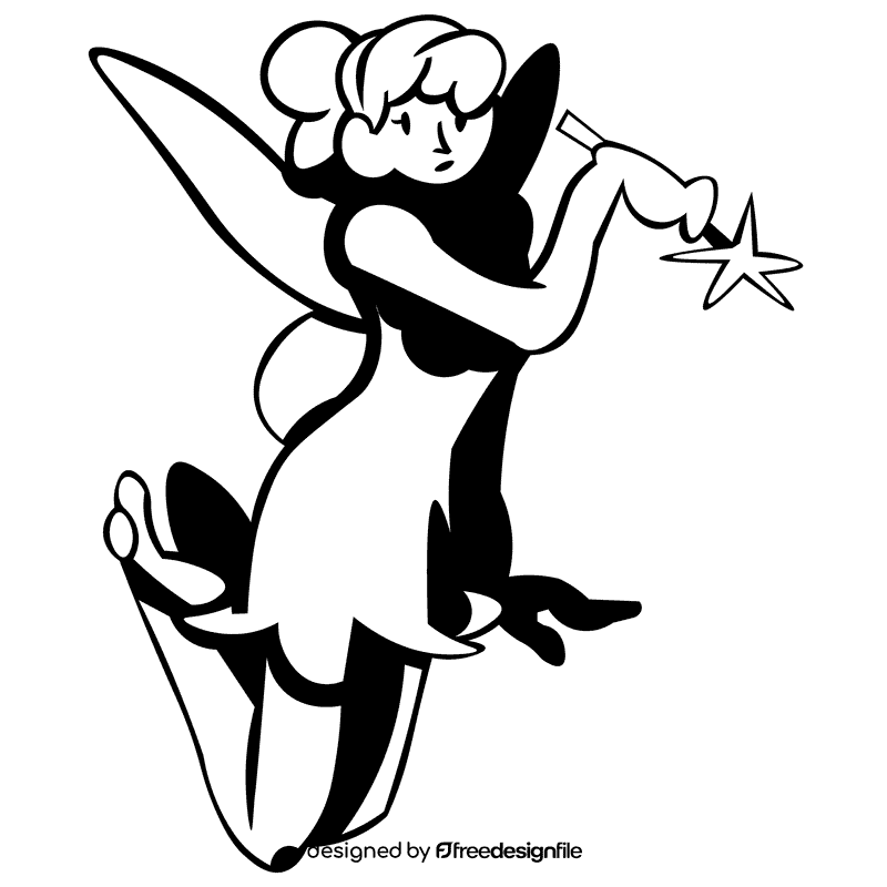 Tinker bell pose black and white clipart