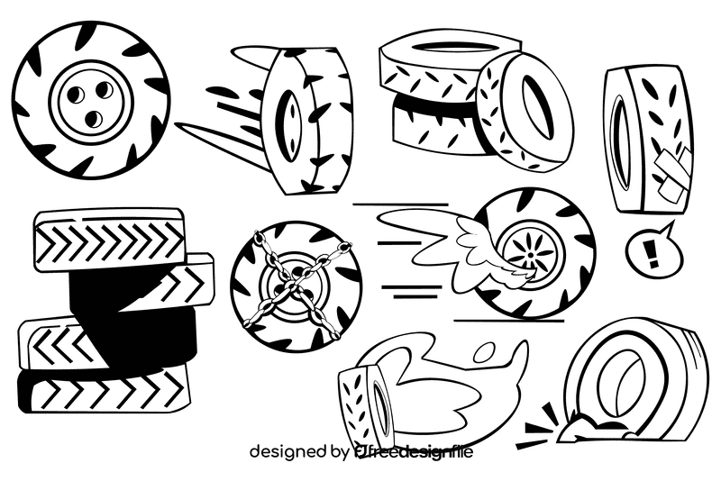 Tire black and white vector