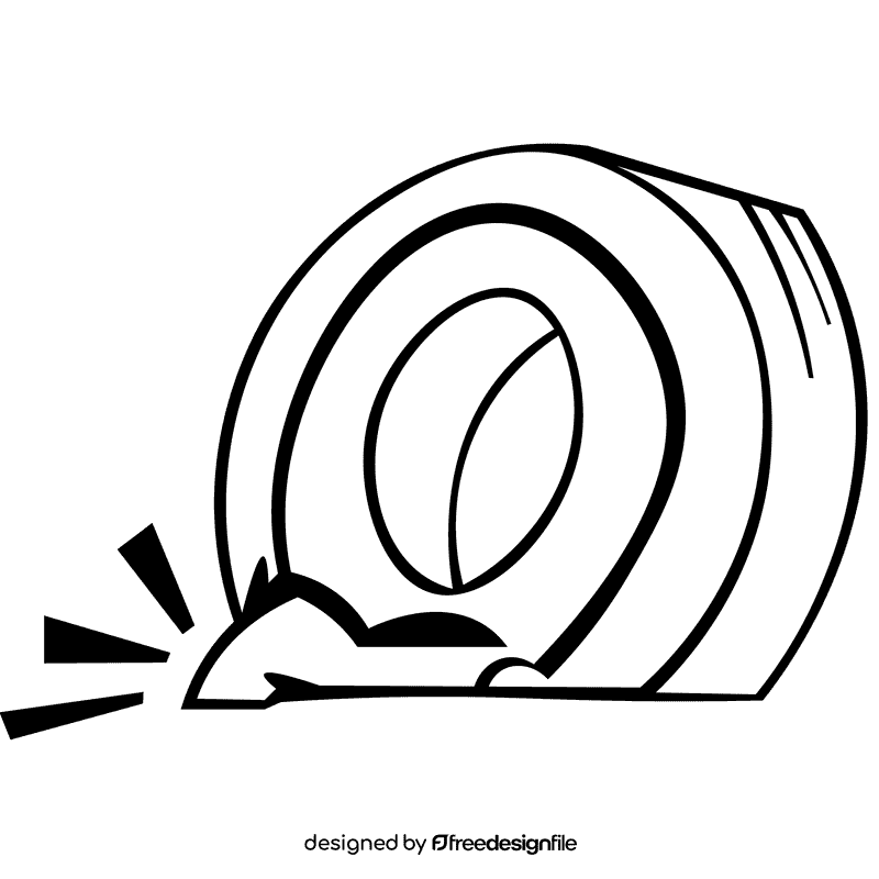 Tire deflated black and white clipart