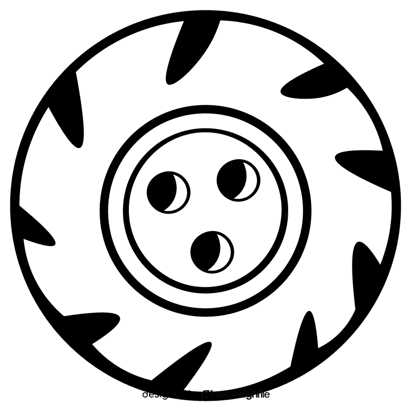 Tire wheel black and white clipart